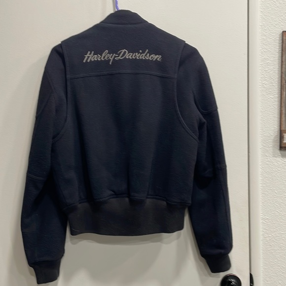 Harley Davidson Women’s Wool Bomber Jacket Black Size Small Full Zip - Picture 1 of 12